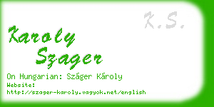 karoly szager business card